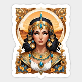 Cleopatra Queen of Egypt retro vintage floral design Sticker